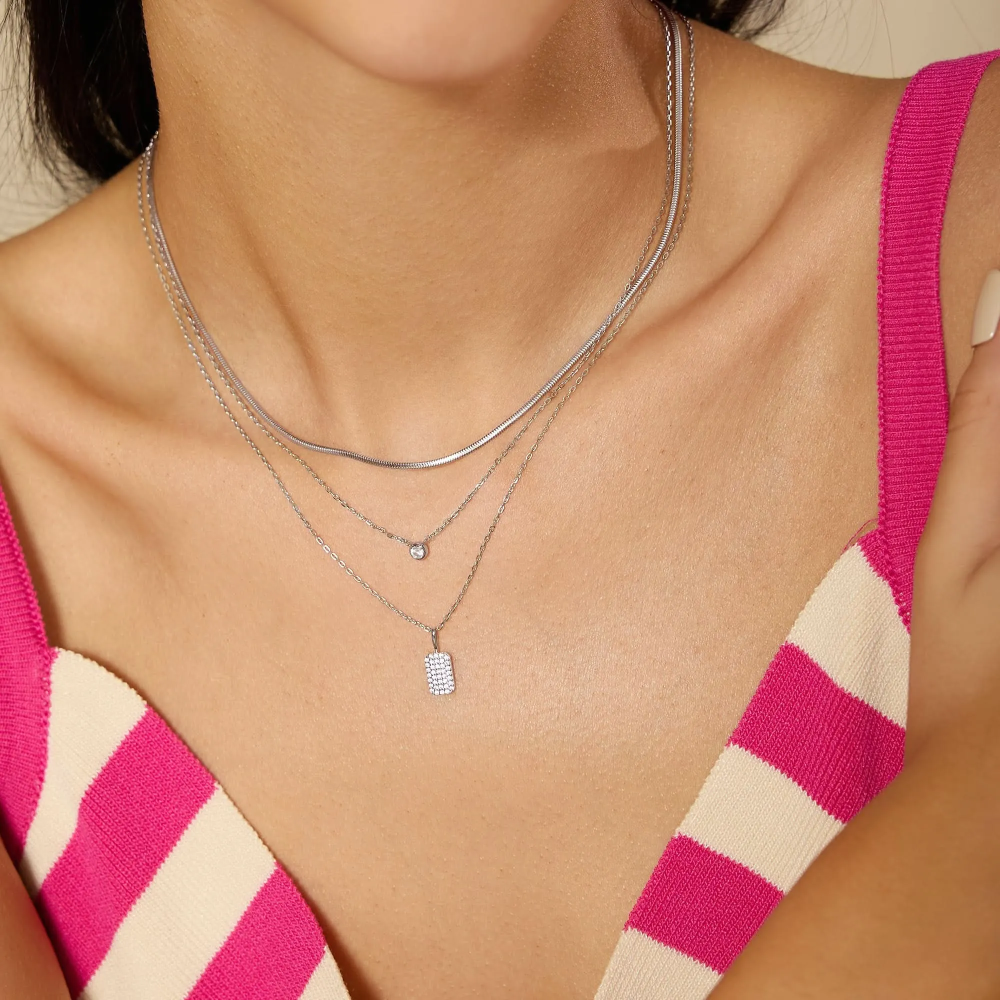 Silver Pavé Pendant Necklace N064-01H Ania Haie Jewellery