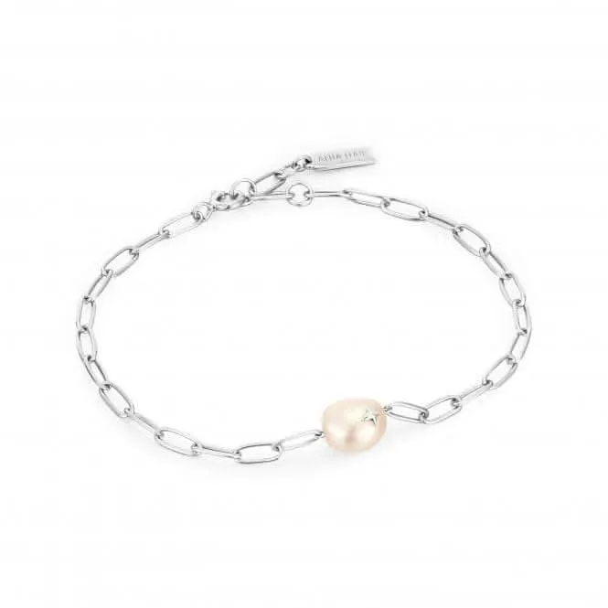 Silver Pearl Sparkle Chunky Chain Bracelet B043-03H Ania Haie Jewellery
