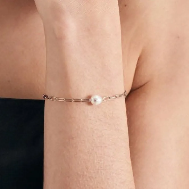 Silver Pearl Sparkle Chunky Chain Bracelet B043-03H Ania Haie Jewellery