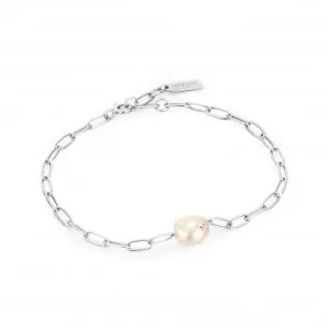 Silver Pearl Sparkle Chunky Chain Bracelet B043-03H Ania Haie Jewellery