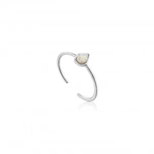 Silver Rhodium Plated Opal Colour Adjustable Ring R014-03H Ania Haie Jewellery