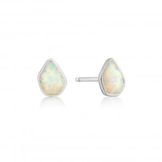 Silver Rhodium Plated Opal Colour Stud Earrings E014-03H Ania Haie Jewellery