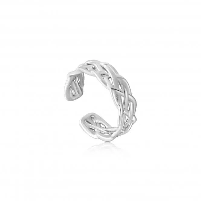 Silver Rope Wide Adjustable Ring R036-02H Ania Haie Jewellery