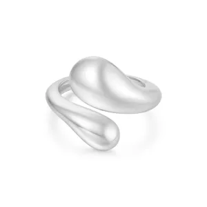 Silver Sculptural Crossover Ring R062-03H Ania Haie Jewellery