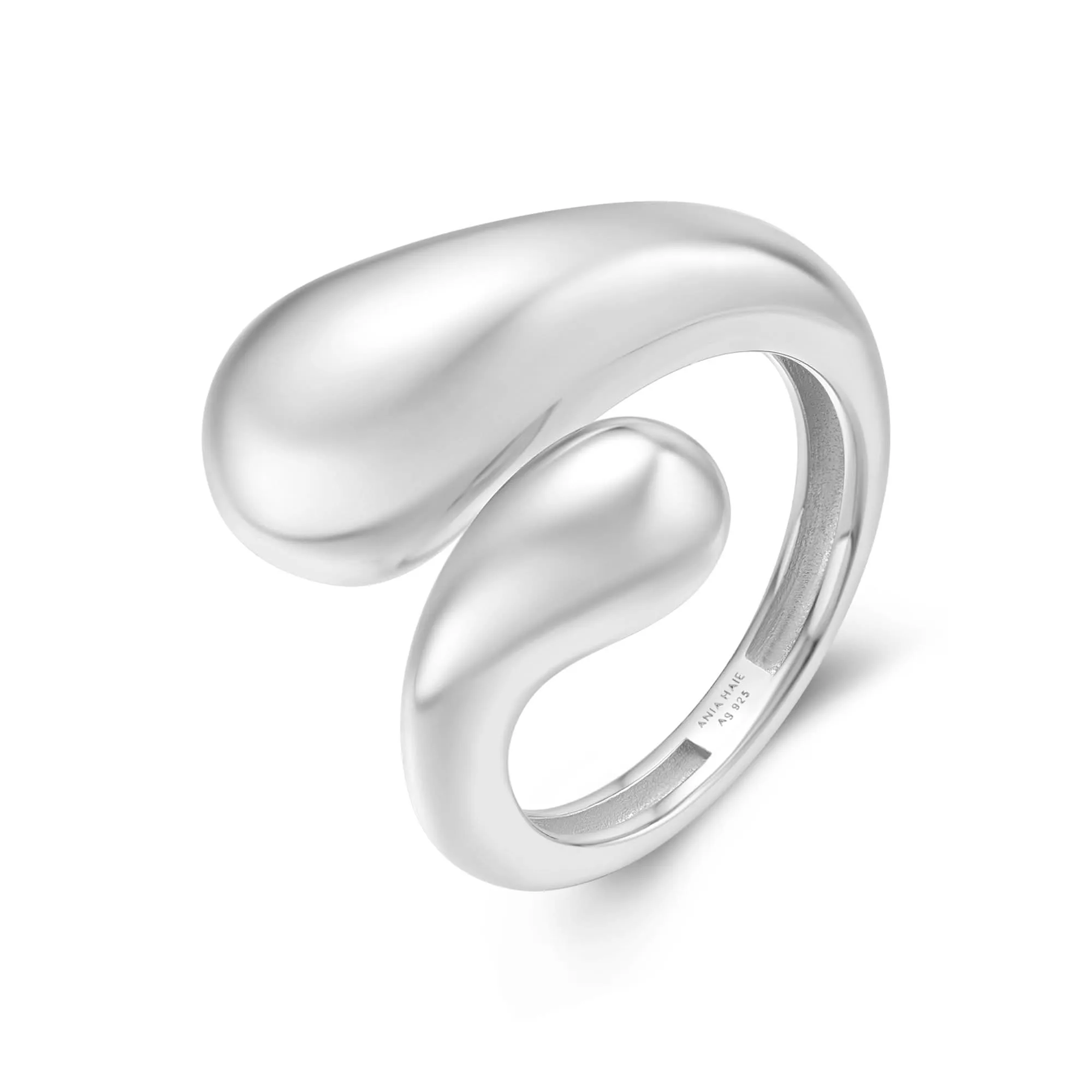 Silver Sculptural Crossover Ring R062-03H Ania Haie Jewellery
