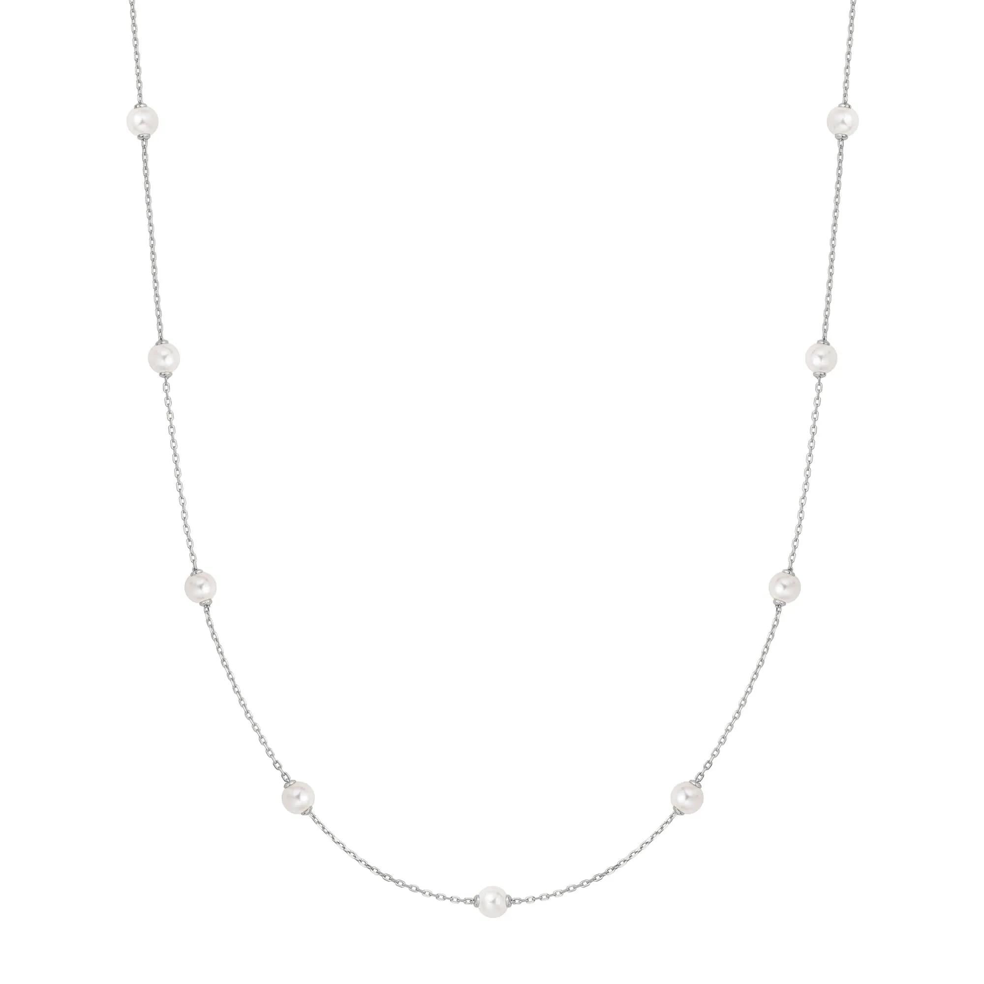 Silver Shell Pearl Station Chain Necklace N065-03H Ania Haie Jewellery