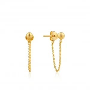 Silver Shiny Gold Plated Modern Chain Stud Earrings E002-06G Ania Haie Jewellery