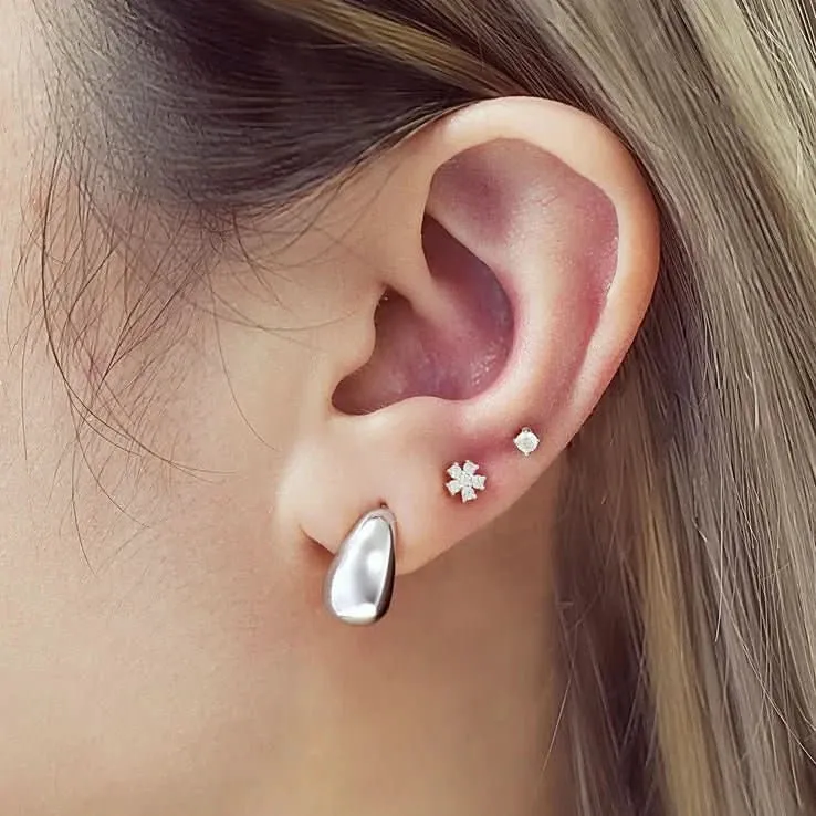Silver Small Dome Hoop Earrings E062-05H Ania Haie Jewellery