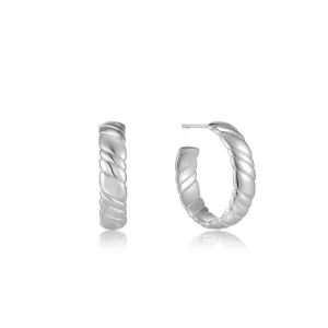 Silver Smooth Twist Hoop Stud Earrings E038-03H Ania Haie Jewellery