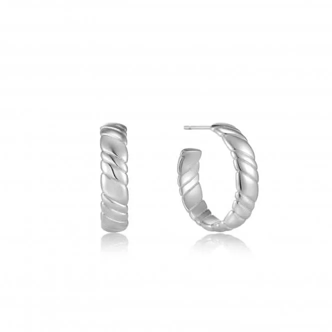 Silver Smooth Twist Hoop Stud Earrings E038-03H Ania Haie Jewellery