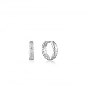 Silver Smooth Twist Huggie Hoop Earrings E038-02H Ania Haie Jewellery