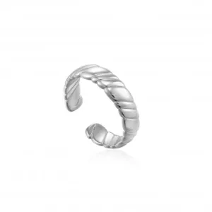 Silver Smooth Twist Wide Band Ring R038-02H Ania Haie Jewellery