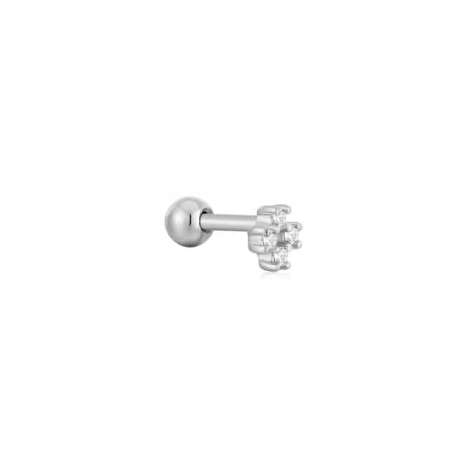 Silver Sparkle Cross Barbell Single Earring E047-13H Ania Haie Jewellery