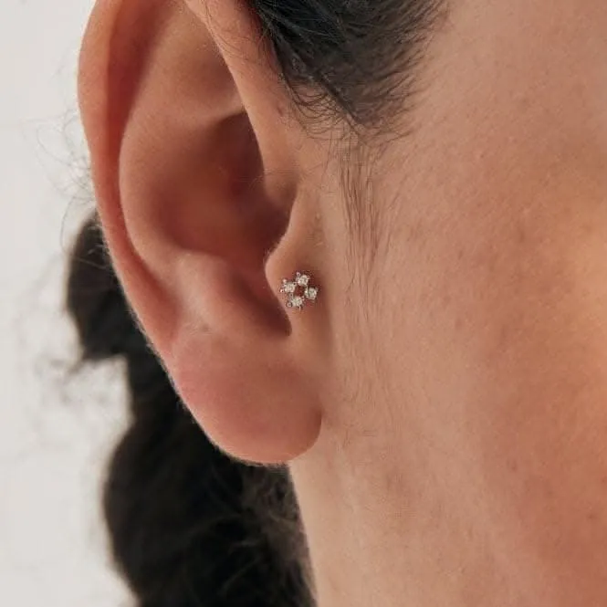 Silver Sparkle Cross Barbell Single Earring E047-13H Ania Haie Jewellery