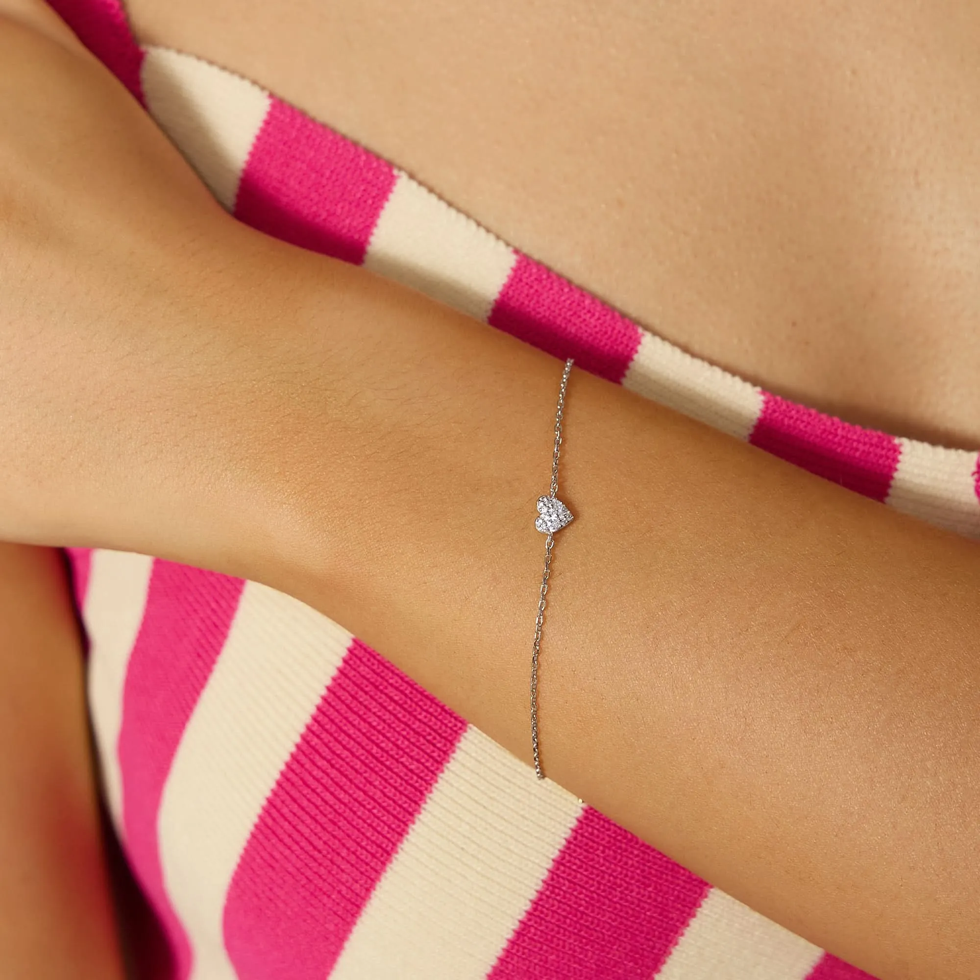 Silver Sweetheart Pavé Bracelet B064-01H Ania Haie Jewellery