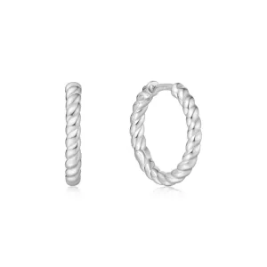 Silver Texture Medium Huggie Hoop Earrings E063-05H Ania Haie Jewellery