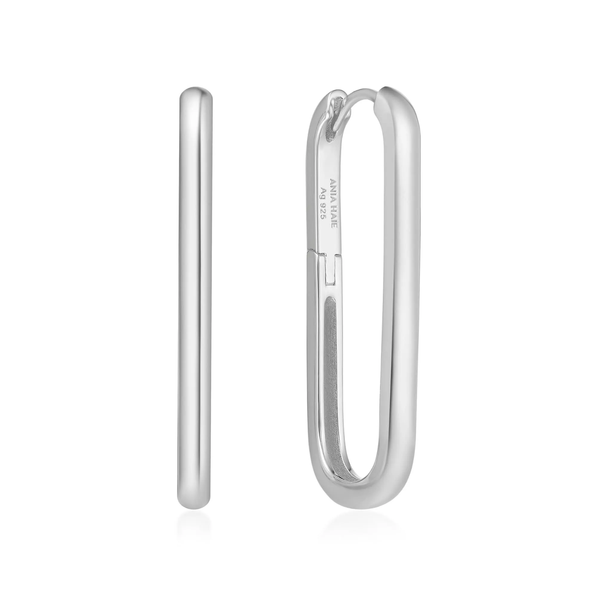 Silver Tube Oversized U Hoop Earrings E062-07H Ania Haie Jewellery