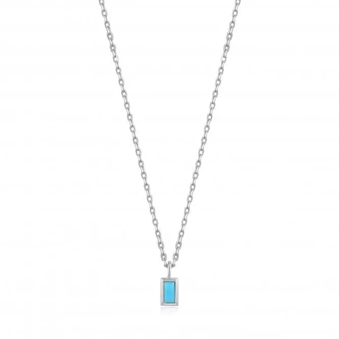 Silver Turquoise Drop Pendant Necklace N033-01H Ania Haie Jewellery