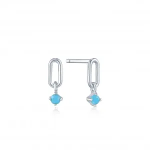 Silver Turquoise Link Stud Earrings E033-02H Ania Haie Jewellery