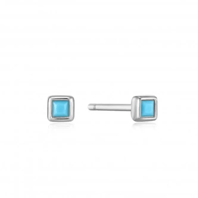 Silver Turquoise Square Stud Earrings E033-01H Ania Haie Jewellery