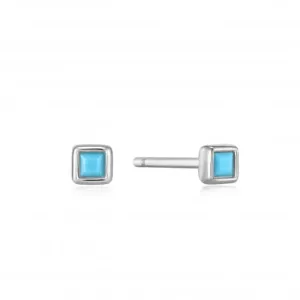 Silver Turquoise Square Stud Earrings E033-01H Ania Haie Jewellery