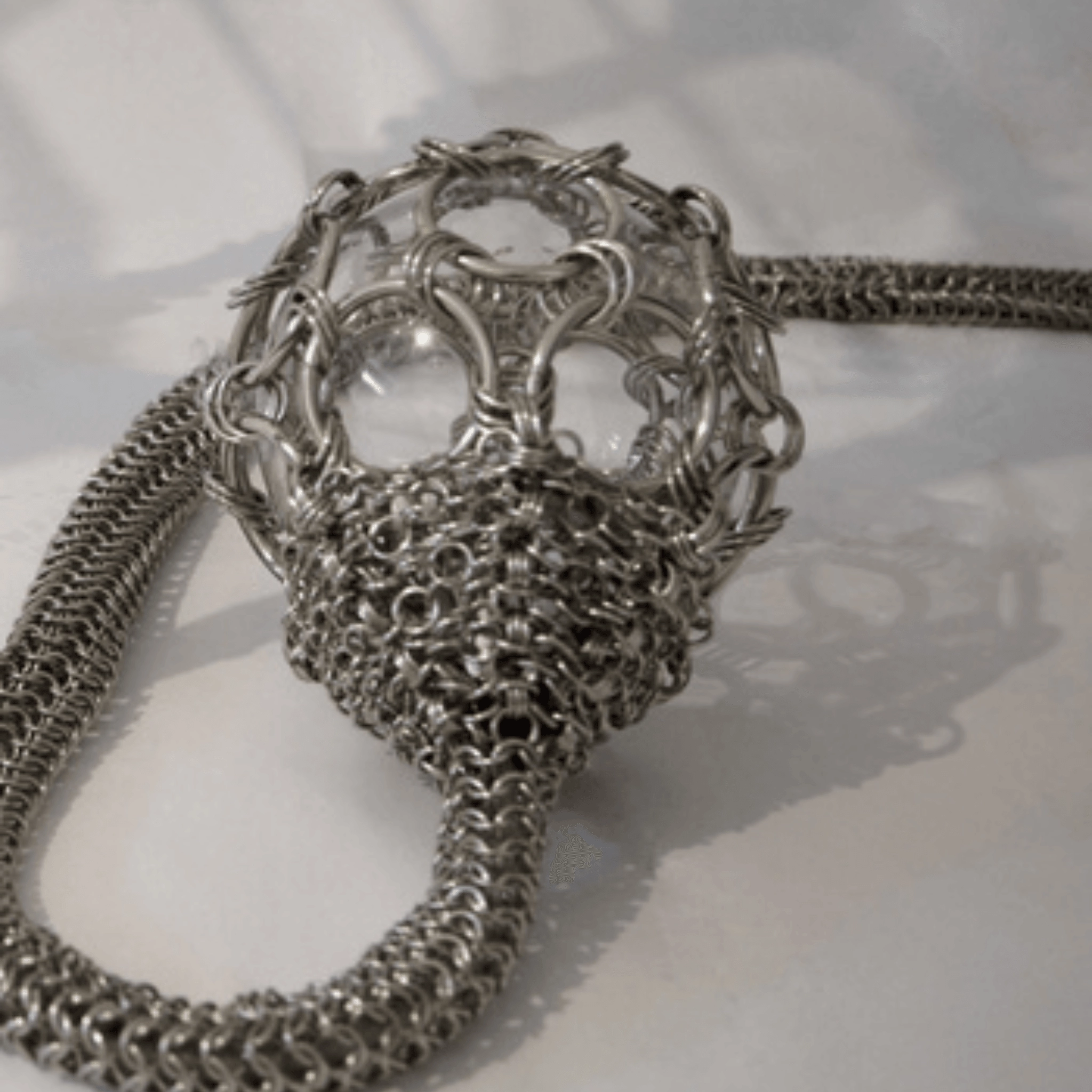 Single-Pendant Chainmail Droplet Chandelier