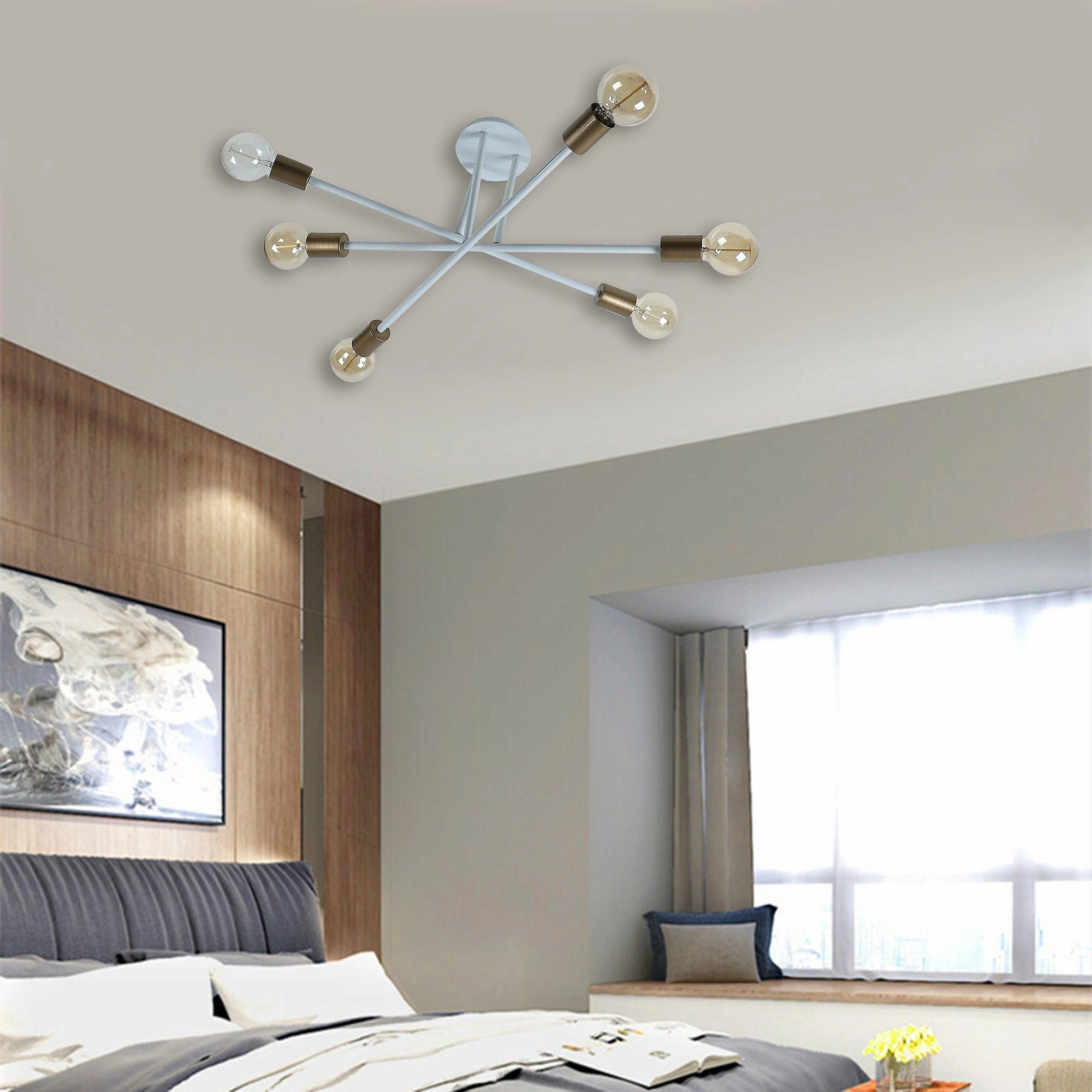 Six Head Sputnik White Mordern Chandelier By SS Lightings