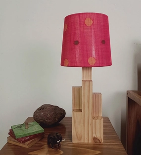 Skyline Beige Wooden Table Lamp with Red Printed Fabric Lampshade (BULB NOT INCLUDED) Louis Poulsen chandelier