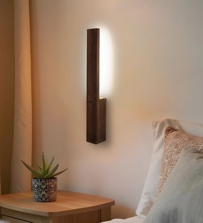 Slimline Brown Wooden LED Wall Light (BULB NOT INCLUDED) vintage desk lamp