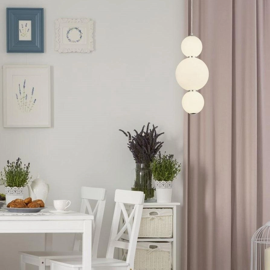 Snowball 3 Light Pendant Chrome With Opal Glass Shade