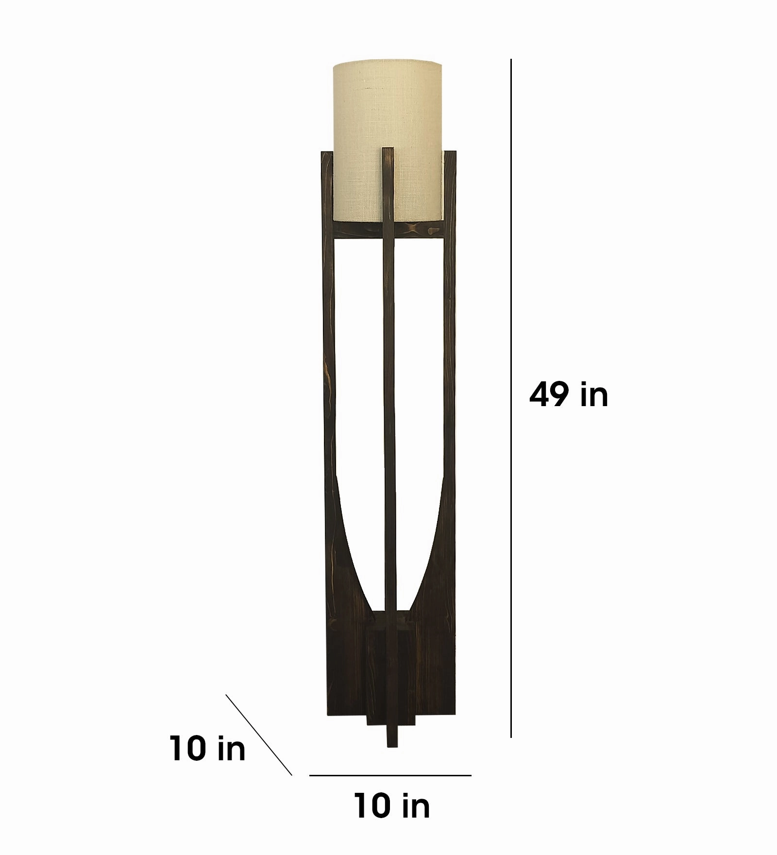 Solitaire Wooden Floor Lamp with Brown Base and White Fabric Lampshade (BULB NOT INCLUDED)