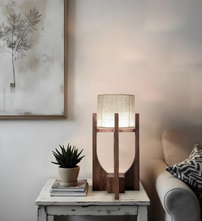 Solitaire Wooden Table Lamp with Brown Base and Premium White Fabric Lampshade (BULB NOT INCLUDED) Louis Poulsen chandelier