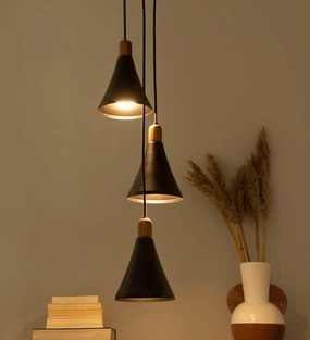 Sonnico Wood 3 Cluster Pendant Light contemporary ceiling fixture