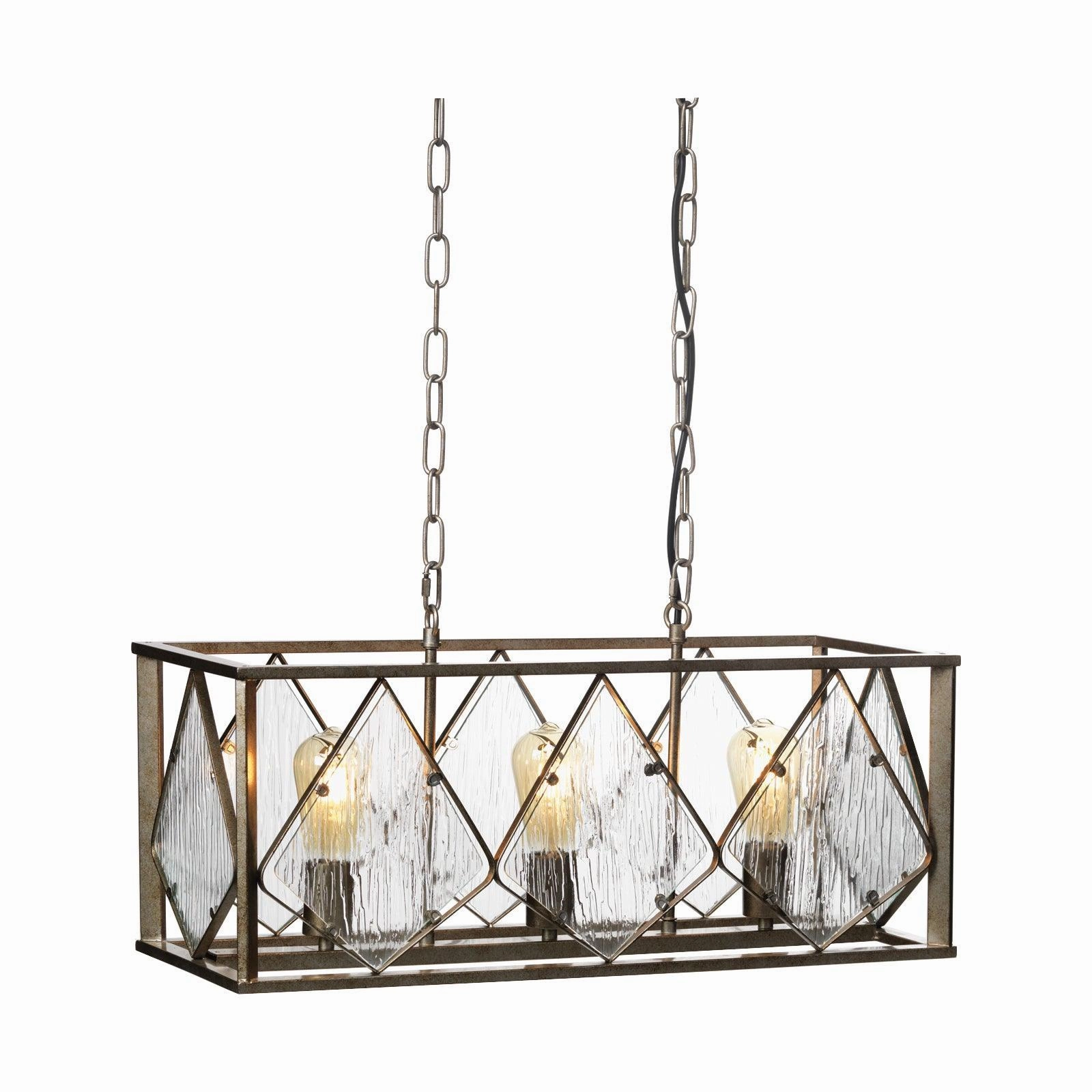 Sovana 3 Light Antique Silver & Mottled Glass Pendant modern ceiling lamp