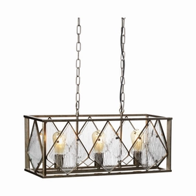 Sovana 3 Light Antique Silver & Mottled Glass Pendant modern ceiling lamp