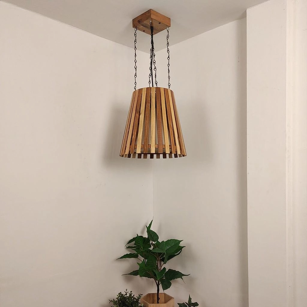 Soyuz Beige & Brown Wooden Single Hanging Lamp