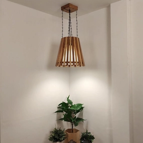 Soyuz Beige & Brown Wooden Single Hanging Lamp contemporary ceiling fixture