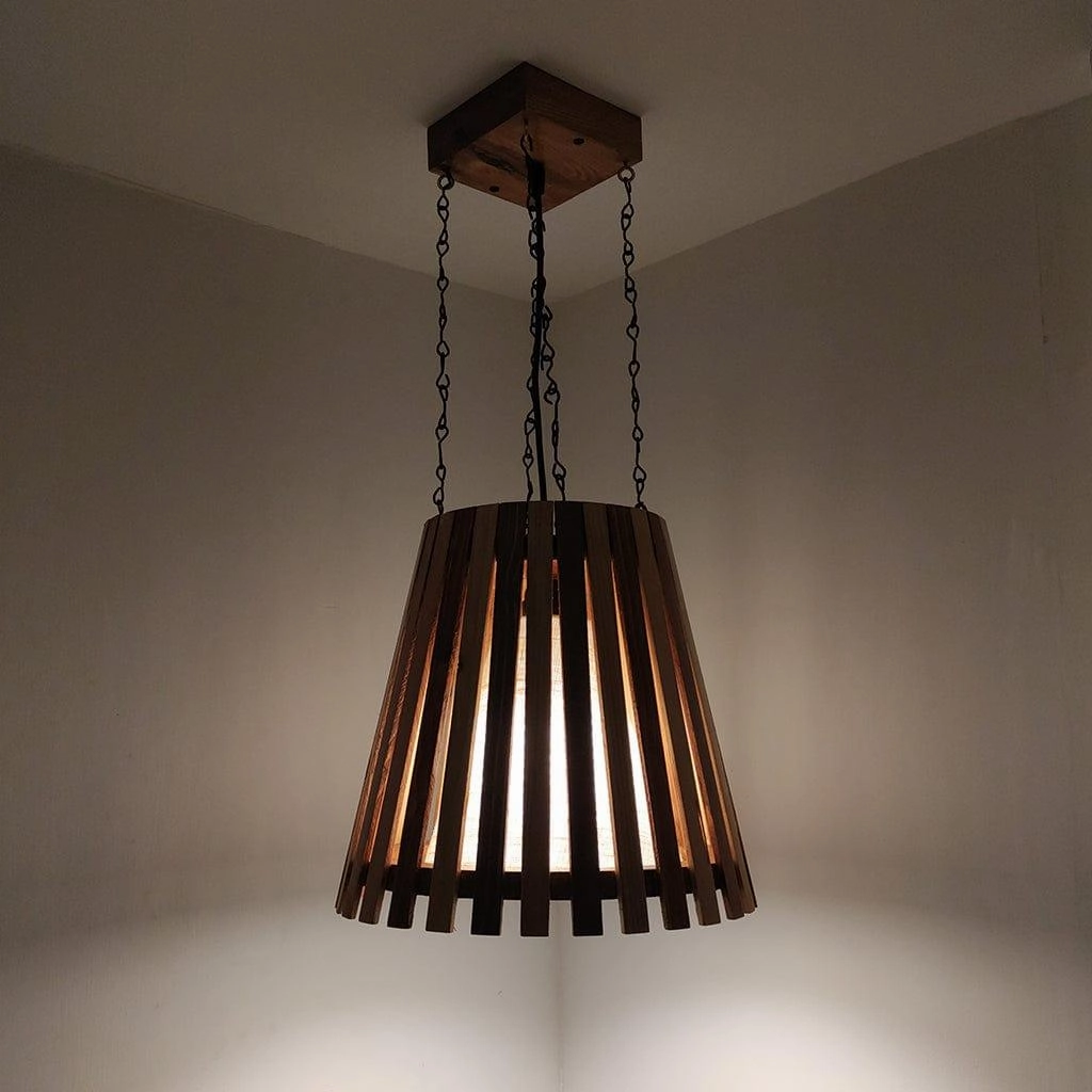 Soyuz Beige & Brown Wooden Single Hanging Lamp