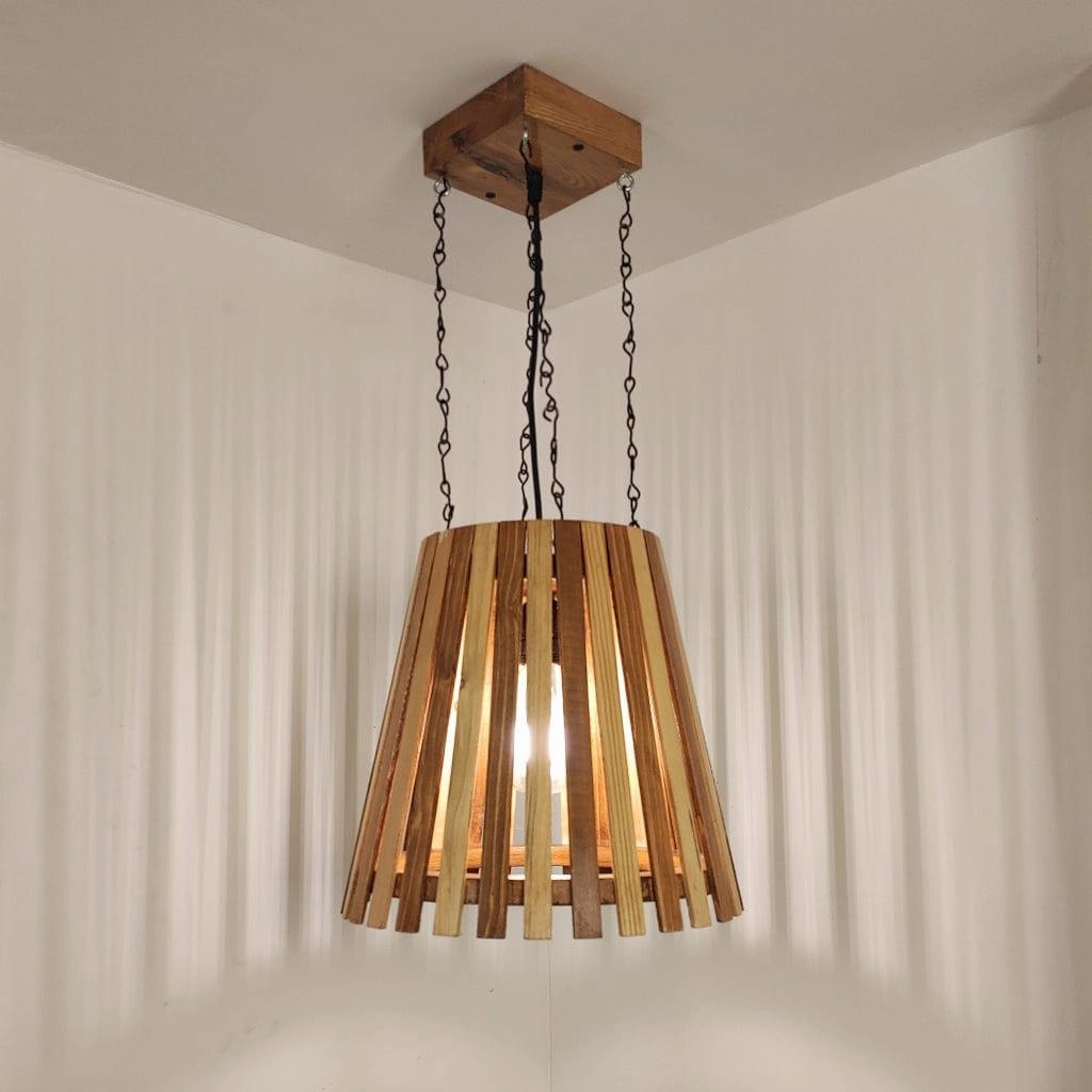 Soyuz Beige & Brown Wooden Single Hanging Lamp