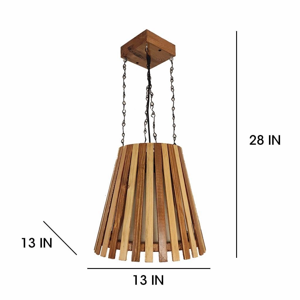 Soyuz Beige & Brown Wooden Single Hanging Lamp