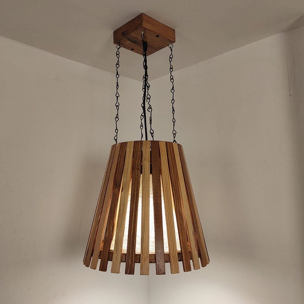 Soyuz Beige & Brown Wooden Single Hanging Lamp
