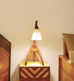 Species Brown Wooden Table Lamp with White Jute Lampshade (BULB NOT INCLUDED) Louis Poulsen chandelier