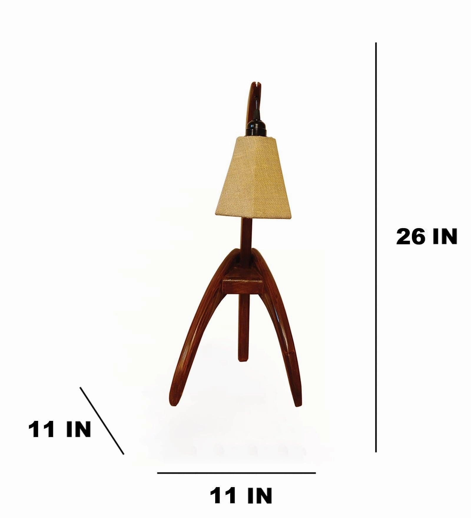 Species Brown Wooden Table Lamp with White Jute Lampshade (BULB NOT INCLUDED)