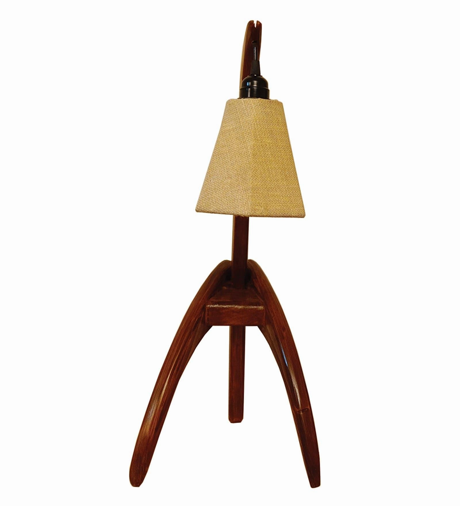 Species Brown Wooden Table Lamp with White Jute Lampshade (BULB NOT INCLUDED)