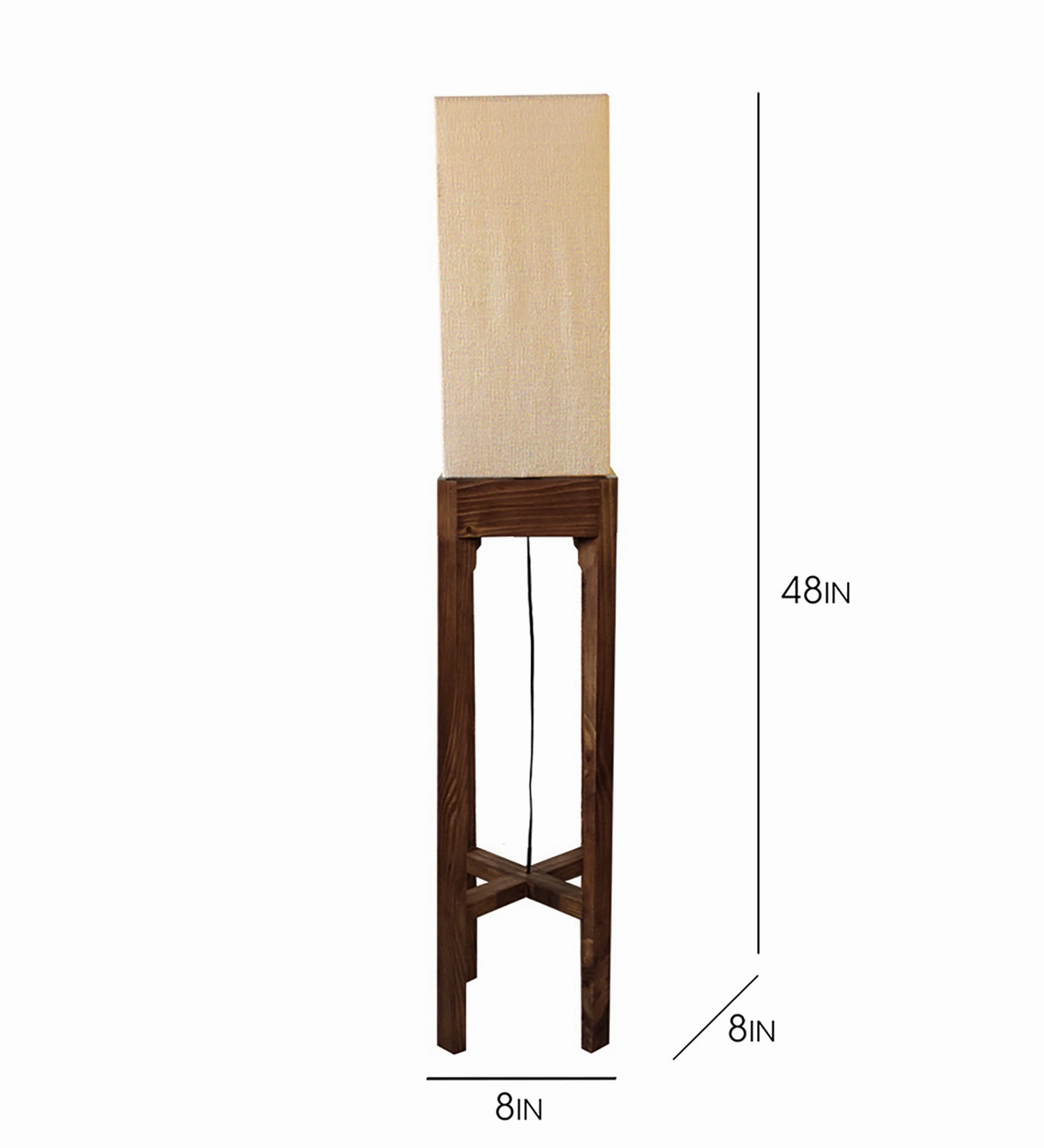 Sputnik Wooden Floor Lamp with Brown Base and Beige Fabric Lampshade (BULB NOT INCLUDED)
