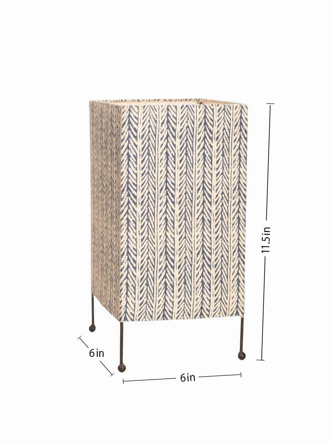 Square Four Leg Blue Dye Print Table Lamp