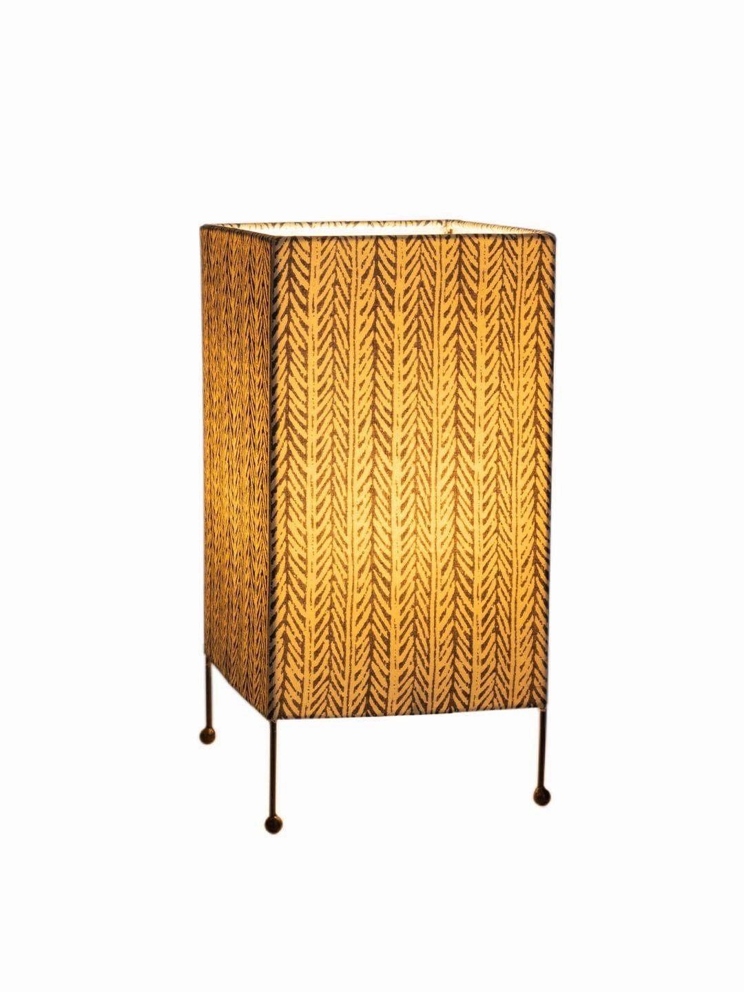 Square Four Leg Blue Dye Print Table Lamp