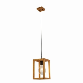 Square Woven Bamboo Wood 1 Light Pendant Searchlight minimalist ceiling light