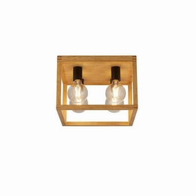 Square Woven Bamboo Wood 4 Light Ceiling Flush Searchlight modern ceiling lamp
