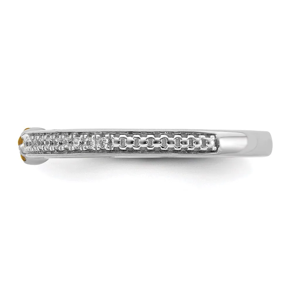 Stackable Expressions Jewelry 14k White Gold Stackable Expressions Citrine and Diamond Ring | SK2086